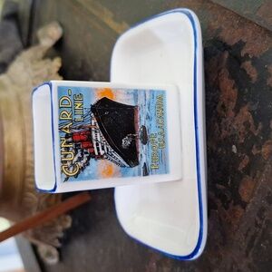 LNC Vintage Cunard Lines porcelain matchbox holder